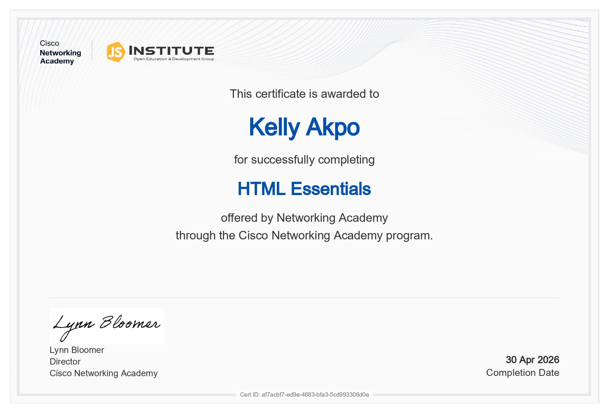 Certification HTML